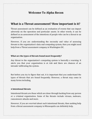 What is a Threat assessment How important is it