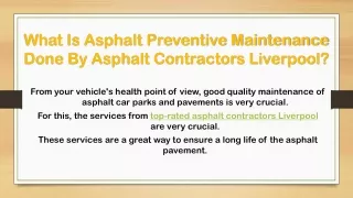 What Is Asphalt Preventive Maintenance Done By Asphalt Contractors Liverpool