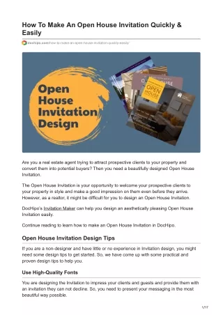 how to make an open house invitation quickly
