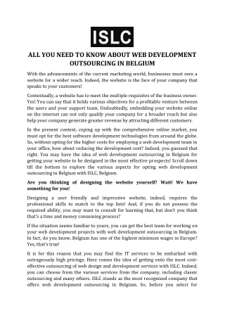 All You Need to Know About Web Development Outsourcing in Belgium