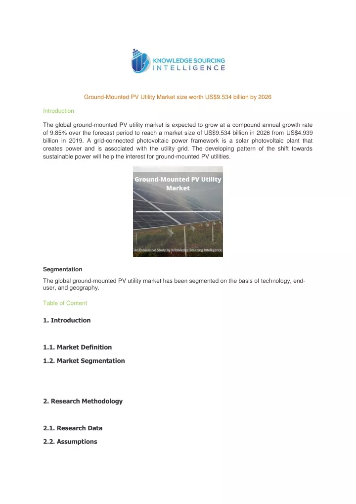 ground mounted pv utility market size worth