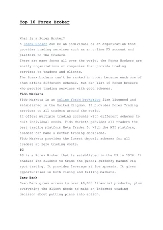 Top 10 Forex Broker | FIDO MARKETS