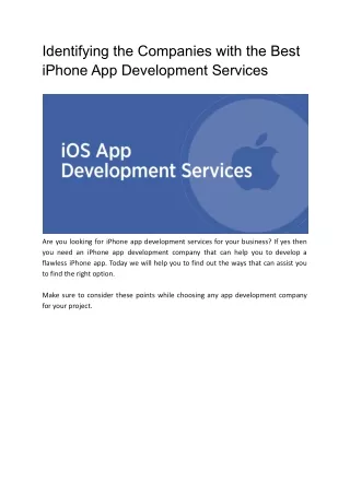Companies with the Best iPhone App Development Services