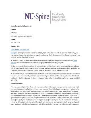 backache specialist doctors nj