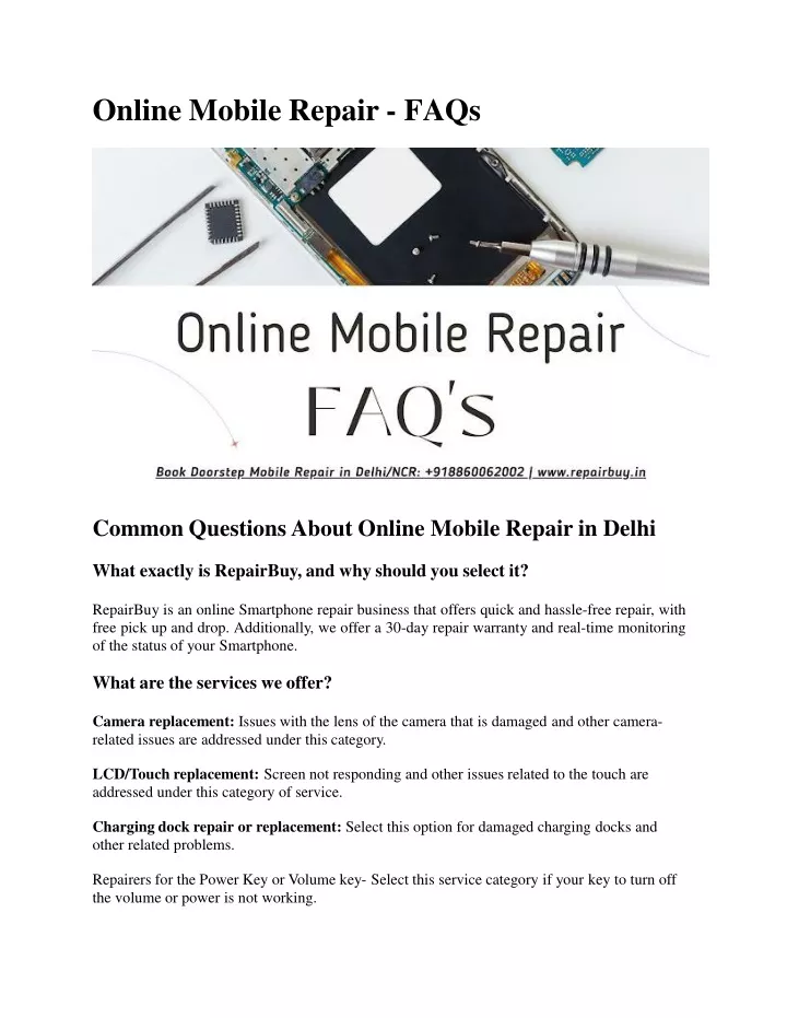 online mobile repair faqs