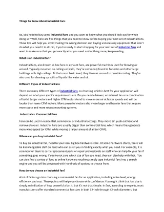 things to know about industrial fans