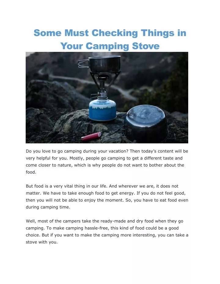 some must checking things in your camping stove