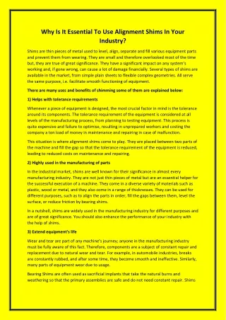Why Is It Essential To Use Alignment Shims In Your Industry