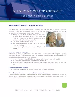 building blocks for retirement
