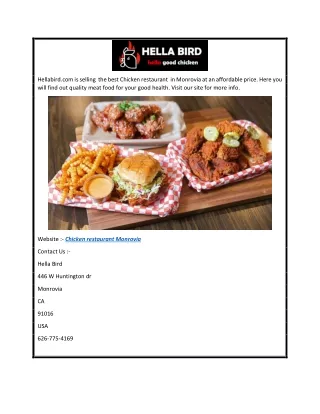 Chicken restaurant Monrovia  Hellabird.com