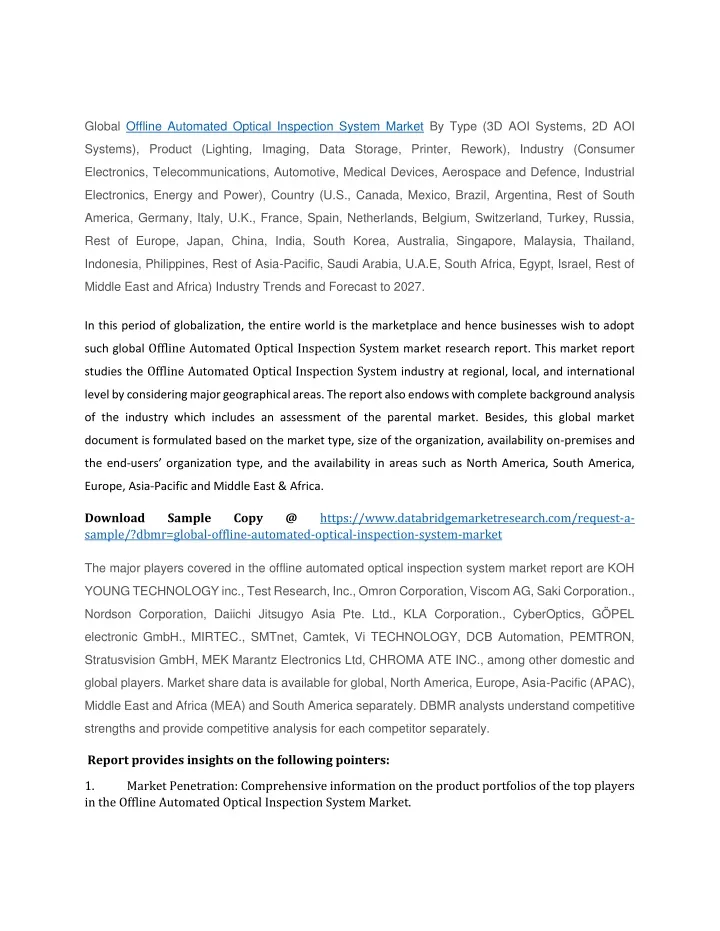 global offline automated optical inspection