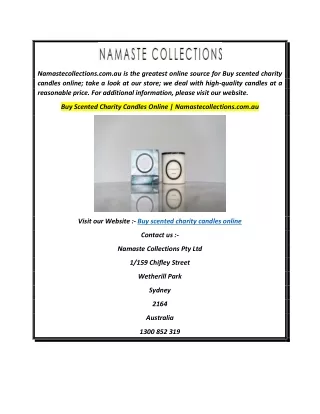 Buy Scented Charity Candles Online  Namastecollections.com.au