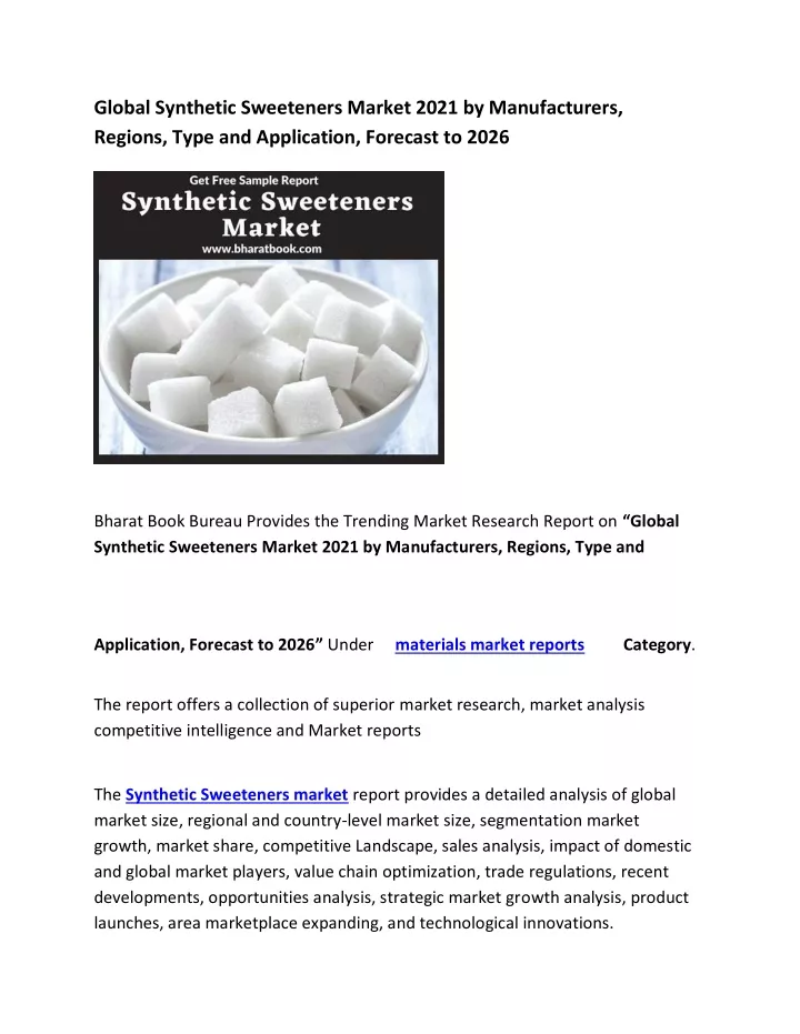 global synthetic sweeteners market 2021