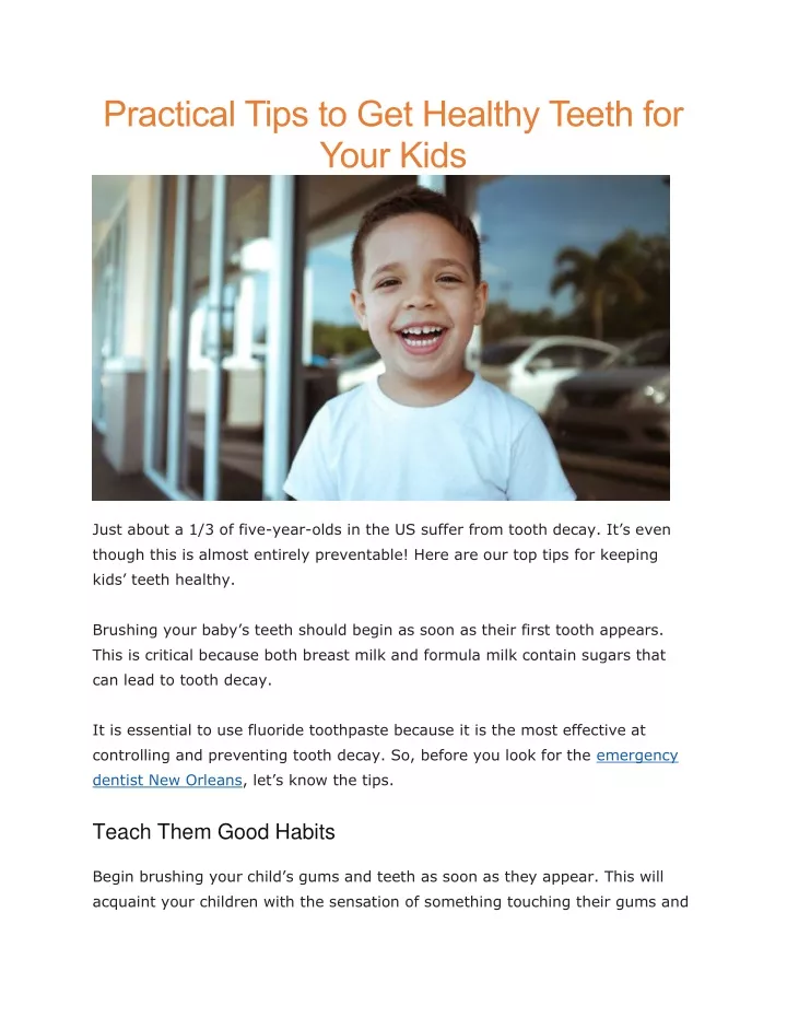 practical tips to get healthy teeth for your kids