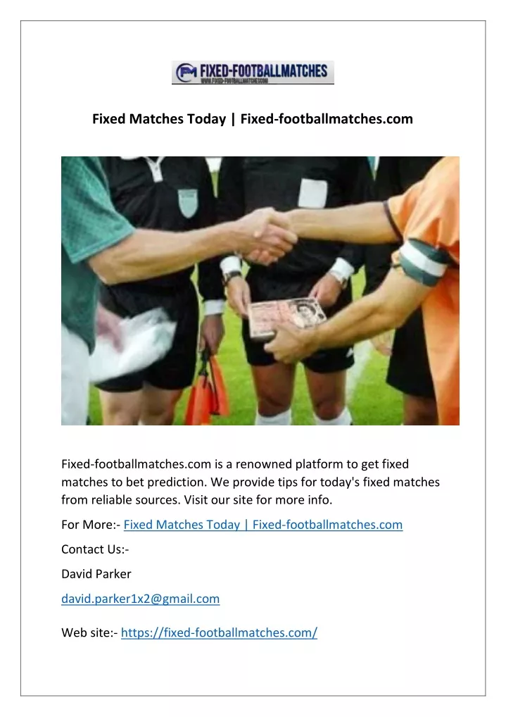 fixed matches today fixed footballmatches com