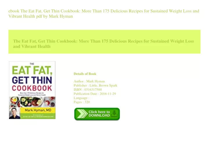 ebook the eat fat get thin cookbook more than