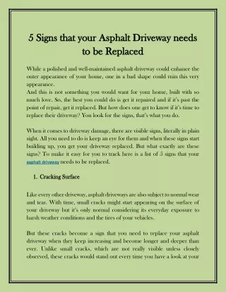 5 signs that your asphalt driveway needs 5 signs