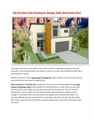Did You Hear How Amazing St. George, Utah, New Homes Are