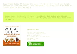 free Wheat Belly 30-Minute (Or Less!) Cookbook 200 Quick and Simple Recipes