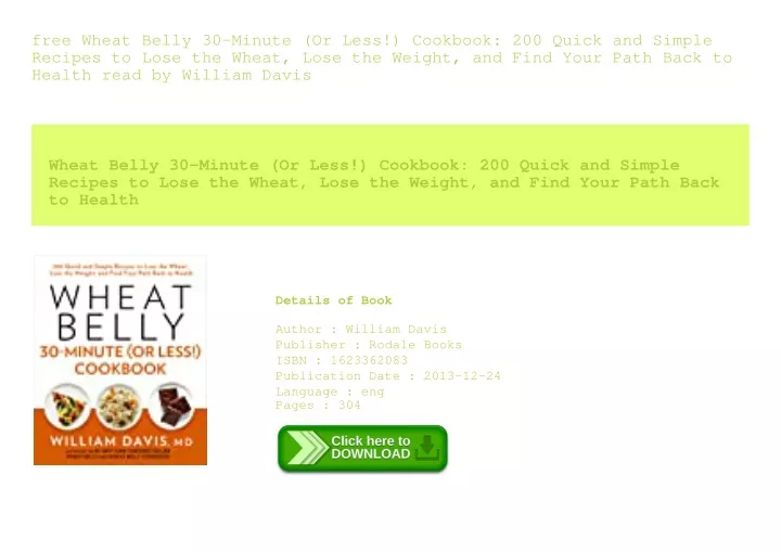 free wheat belly 30 minute or less cookbook