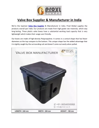 Valve Box Supplier & Manufacturer in India