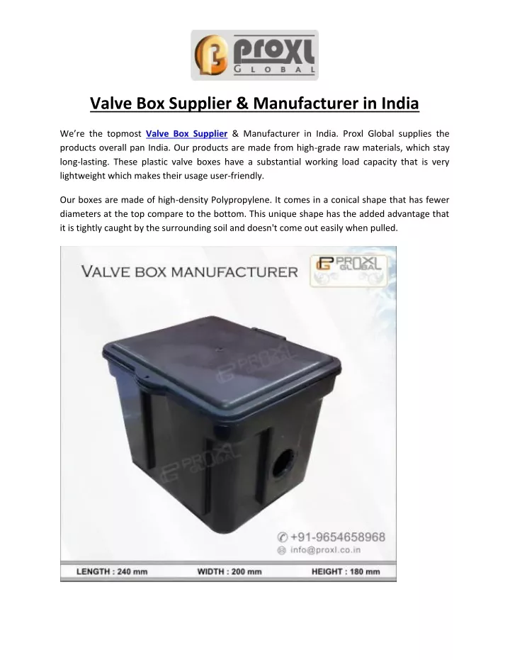 valve box supplier manufacturer in india