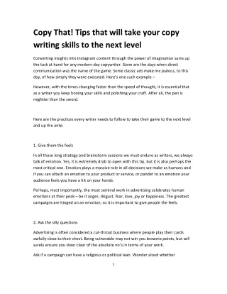 copy that tips that will take your copy writing