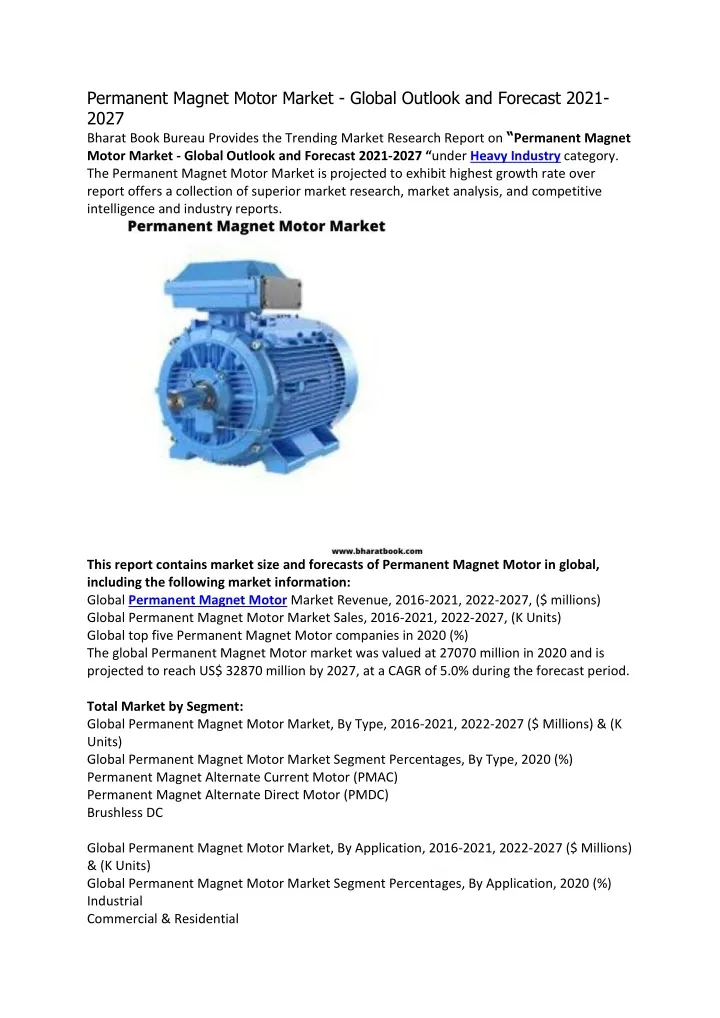 permanent magnet motor market global outlook