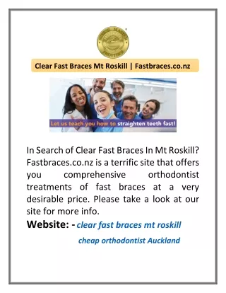 In Search of Clear Fast Braces In Mt Roskill? Fastbraces.co.nz is a terrific sit
