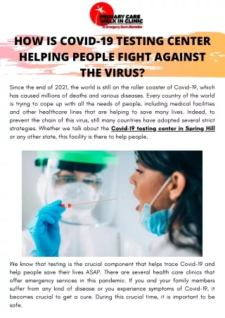 How is Covid-19 Testing Center Helping People Fight Against the Virus?