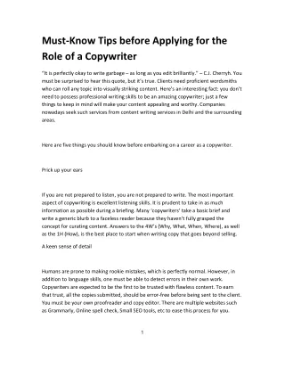must know tips before applying for the role
