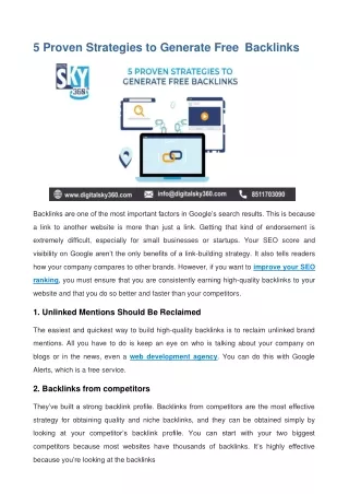 5 proven strategies to generate free backlinks