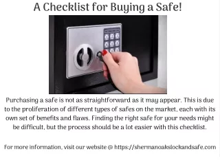 A Checklist for Buying a Safe!