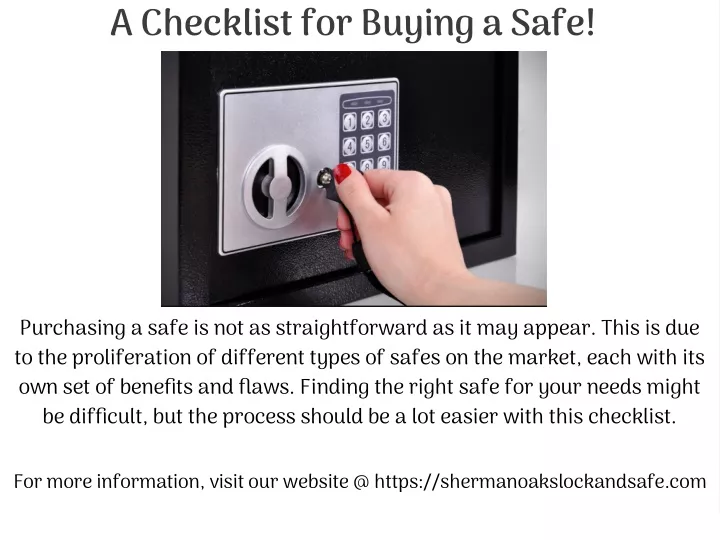 a checklist for buying a safe