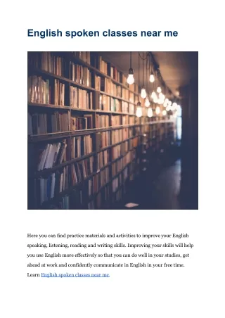 _English spoken classes near me