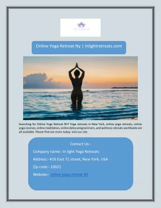 online yoga retreat NY