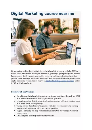 Digital Marketing course near me