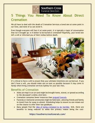 5 Things You Need To Know About Direct Cremation
