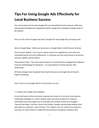 tips for using google ads effectively for local