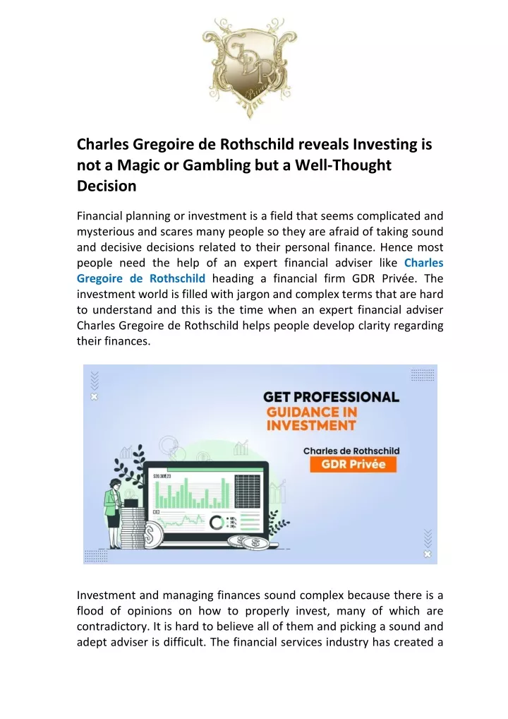 charles gregoire de rothschild reveals investing