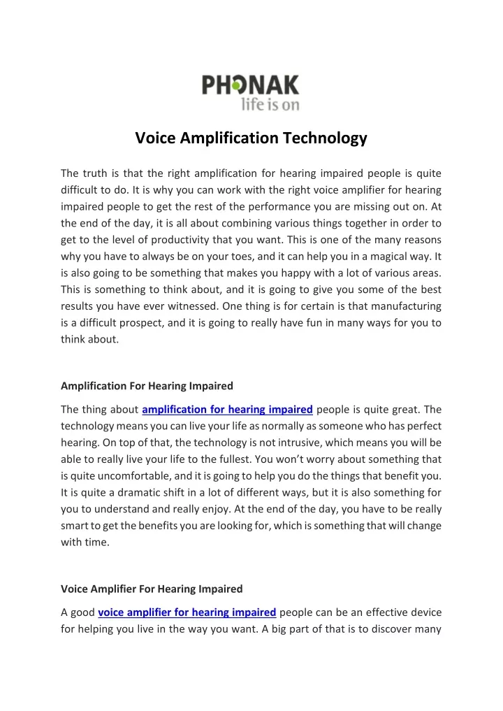 voice amplification technology