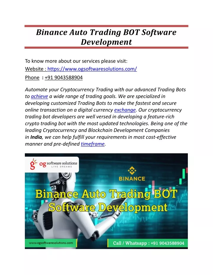 binance auto trading bot software development