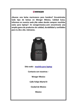 Mochilas Para Laptop Swiss Army  Wenger Mexico  Calidad Suiza