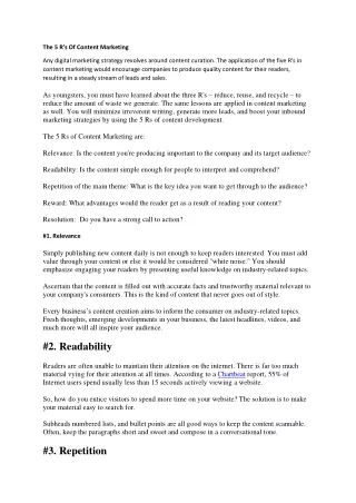 The 5 R's Of Content Marketing