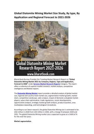 global diatomite mining market size study by type