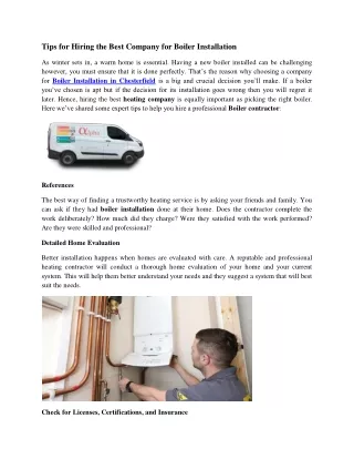 tips for hiring the best company for boiler