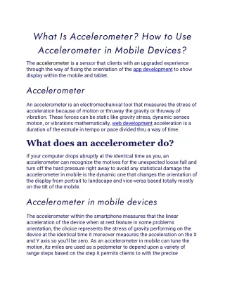 what is accelerometer how to use accelerometer