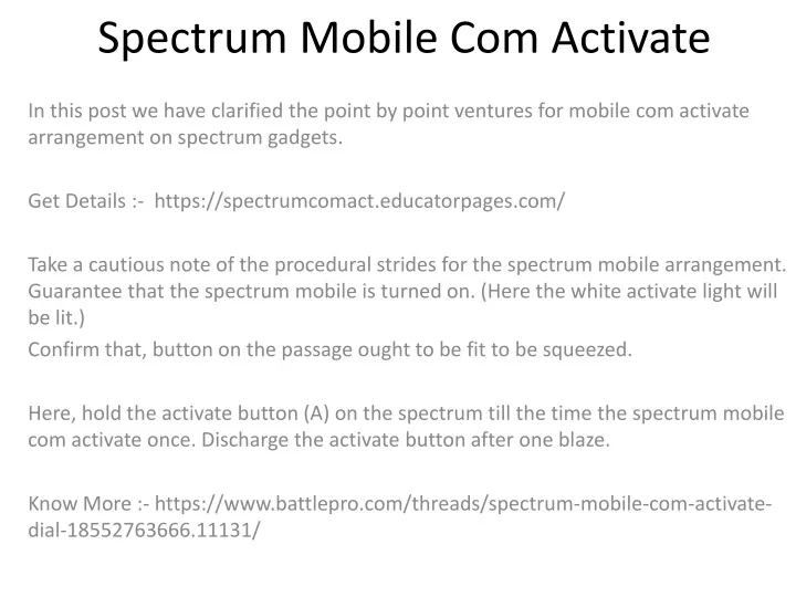 spectrum mobile com activate