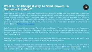 What Is The Most Economical Method Of Sending Flowers To Someone In Dublin