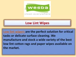 Low Lint Wipes